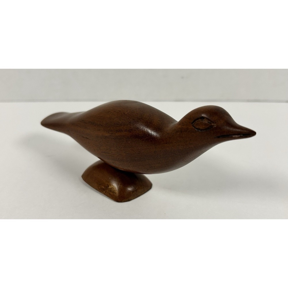 Wooden Hand Carven Bird Sculpture Mid Century Modern Folk Art 7"